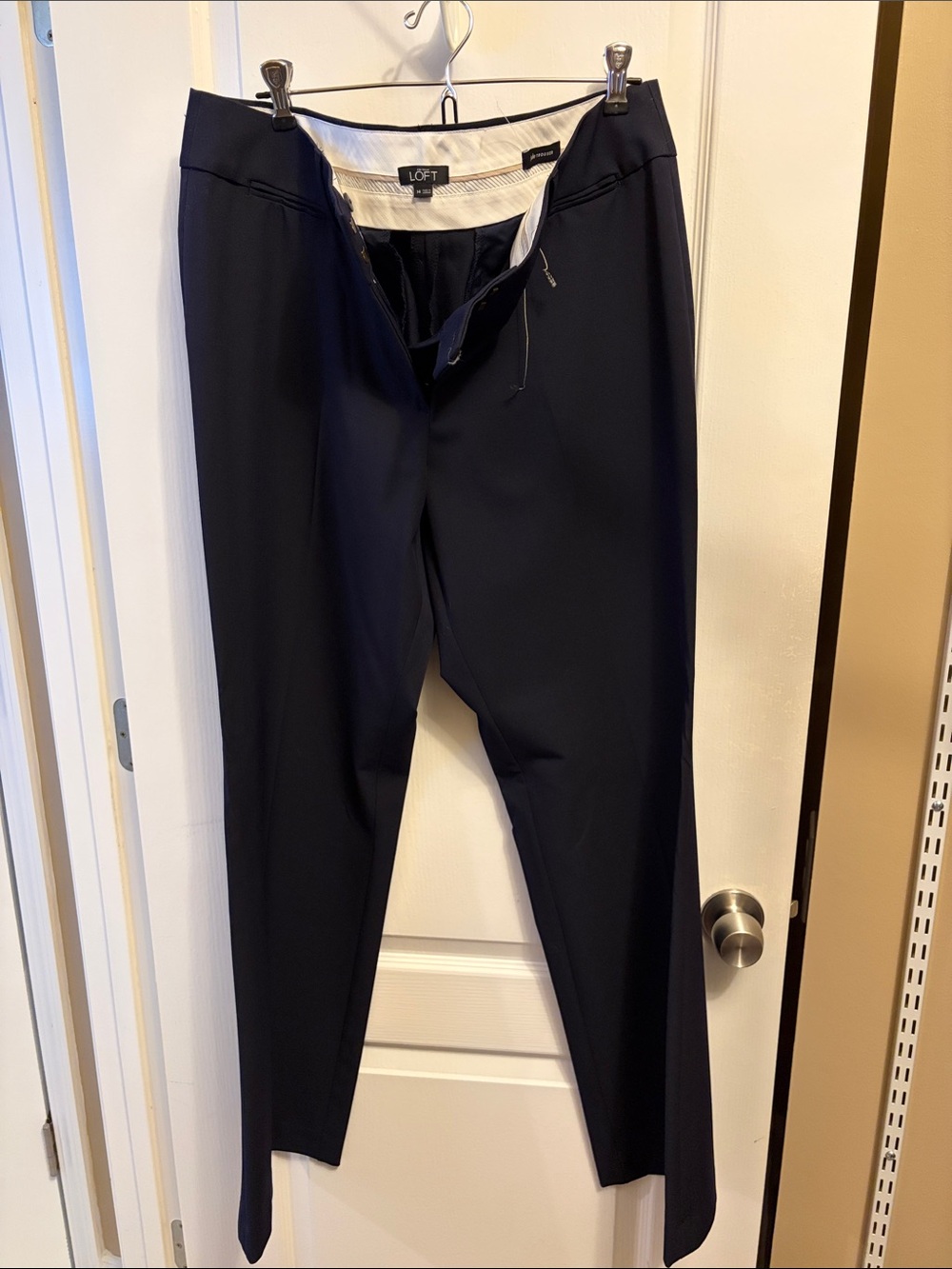 LOFT Navy Women's Trousers - Classic Tapered Fit